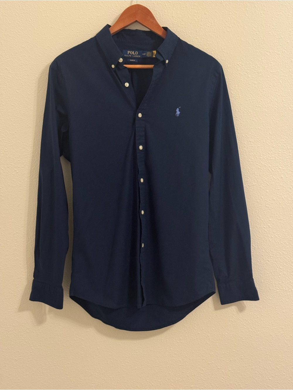Polo Ralph Lauren Men’s Navy Slim Fit Stretch Button Down Shirt M 15.5